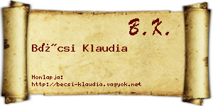 Bécsi Klaudia névjegykártya
