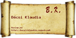 Bécsi Klaudia névjegykártya